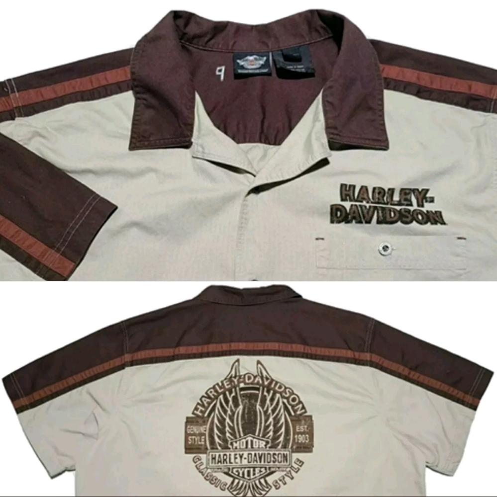 Harley Davidson Contrast Shoulder Stripe Shirt XXL